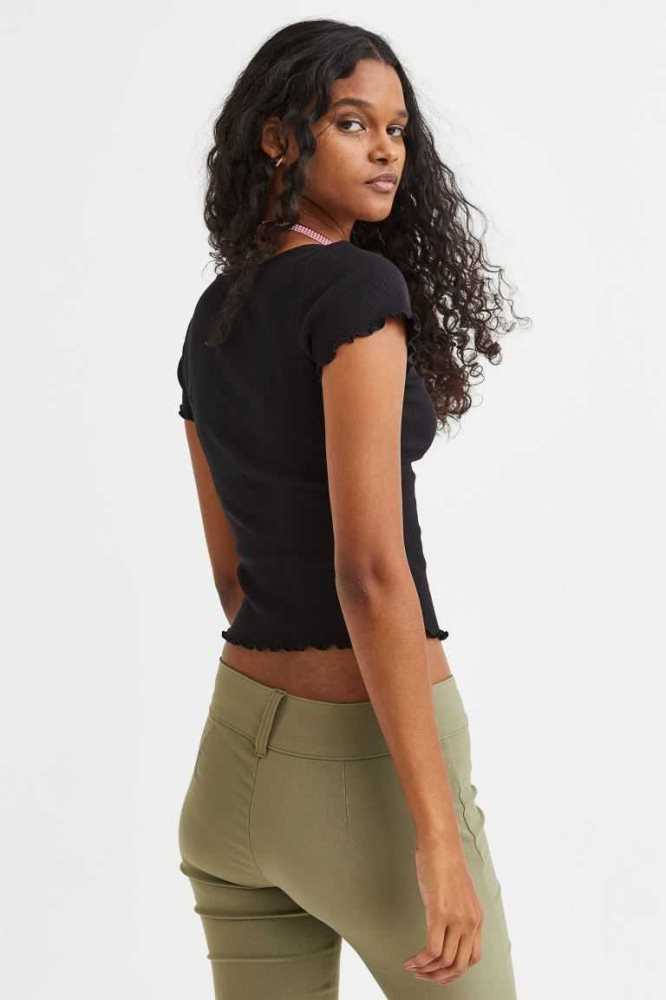 Tops H&M Acanalado Mujer Creme | 908126WSG