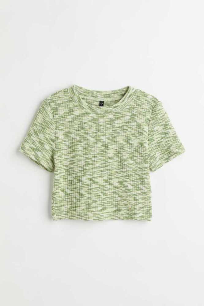 Tops H&M Acanalado Mujer Verdes Claro | 460728CFZ