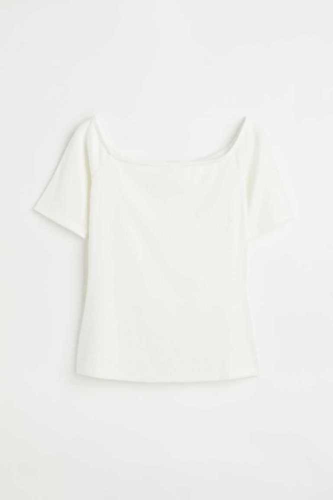 Tops H&M Acanalado Off-the-shoulder Mujer Negros | 280975QXF