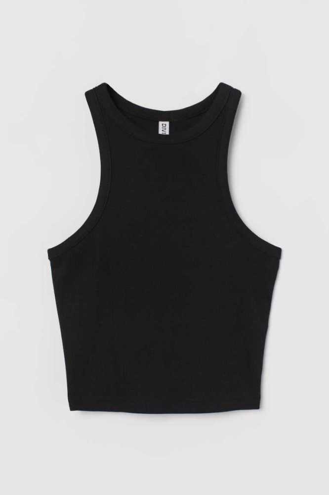 Tops H&M Acanalado Tank Mujer Azules | 401367KCO