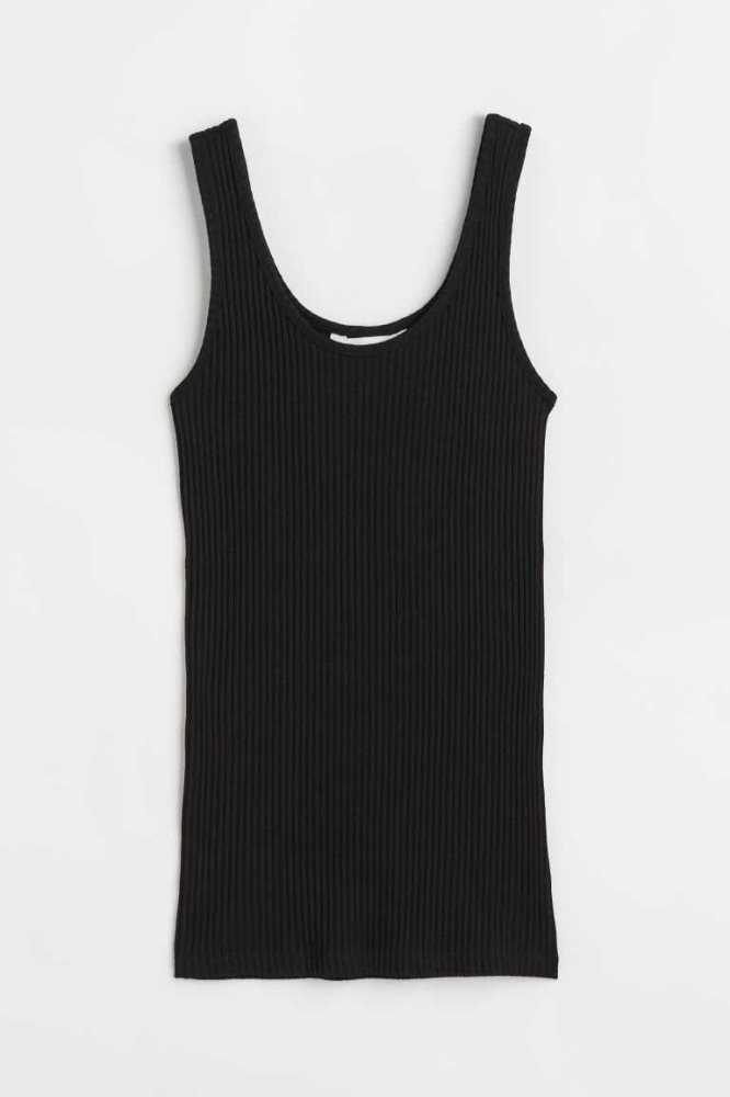 Tops H&M Acanalado Tank Mujer Blancos | 261359IEC