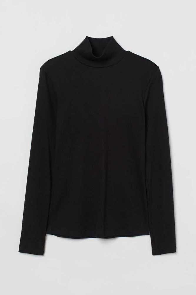 Tops H&M Acanalado Turtleneck Mujer Rosas | 254713NHU