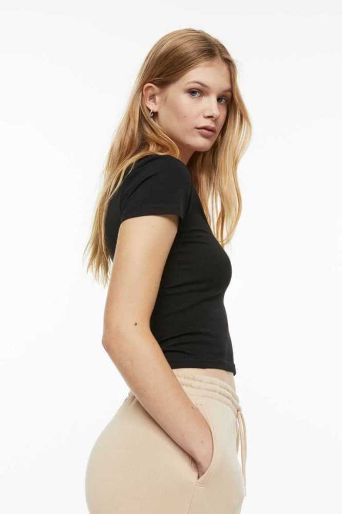 Tops H&M Algodon Jersey Mujer Blancos | 308695YJQ