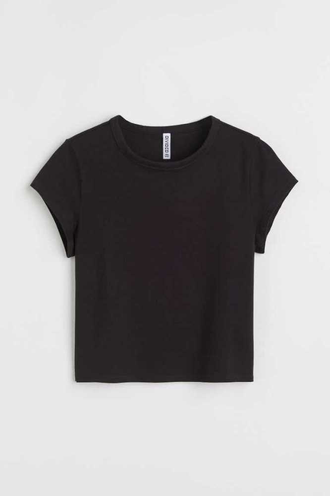 Tops H&M Algodon Jersey T-shirt Mujer Grises Claro | 829436OLY