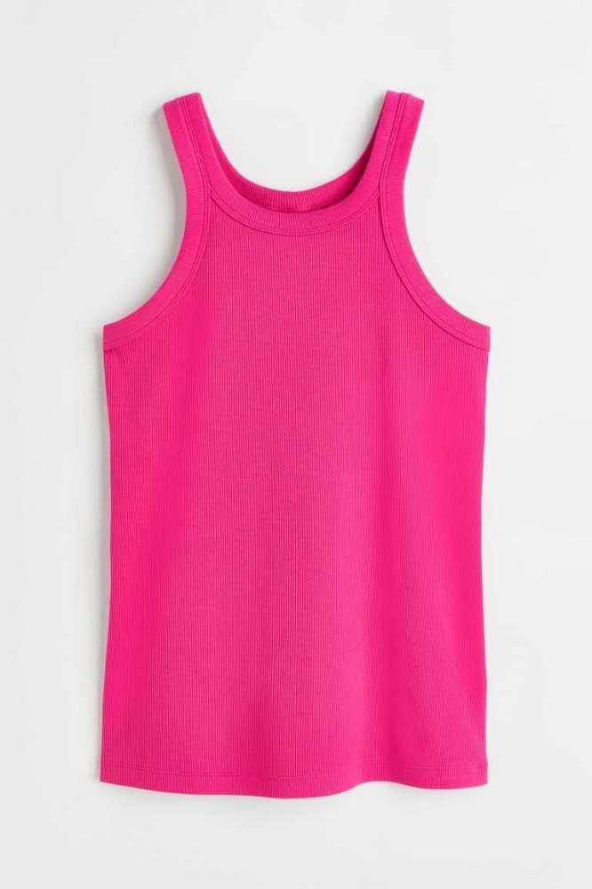 Tops H&M Algodon Jersey Tank Mujer Azules Claro | 176835LTS