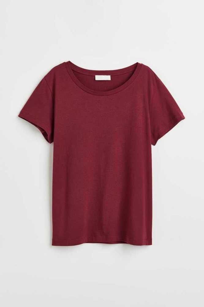 Tops H&M Algodon T-shirt Mujer Azules Claro | 729058WDS