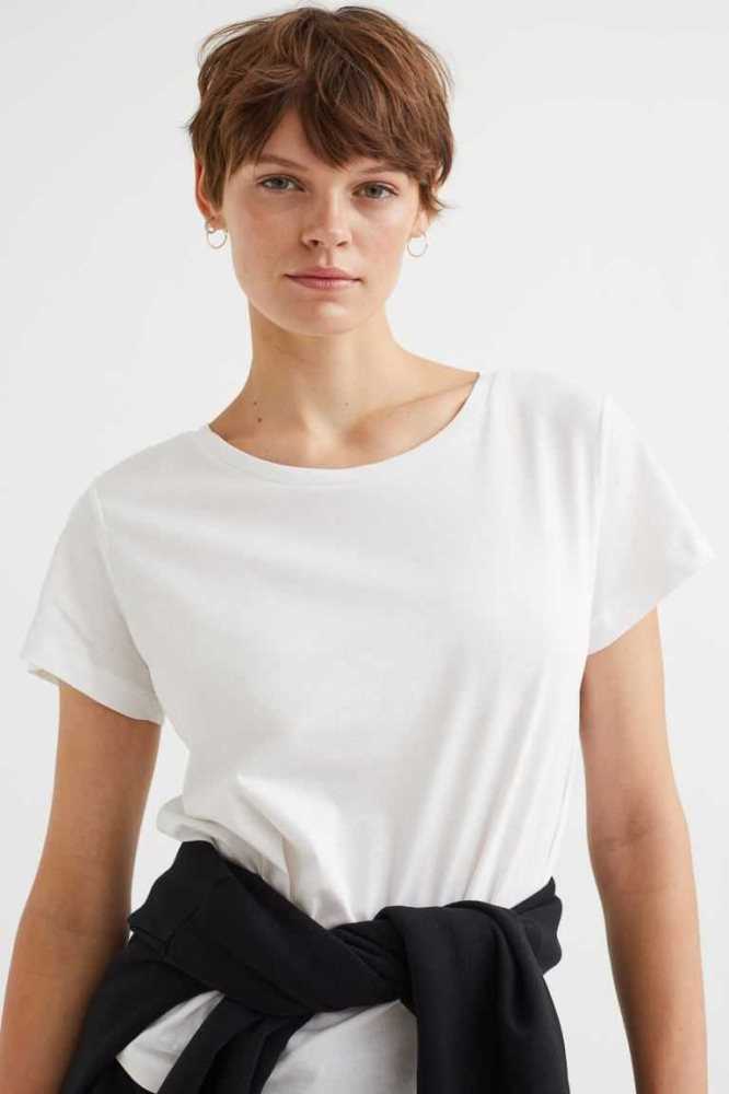 Tops H&M Algodon T-shirt Mujer Naranjas Claro | 236741PVN