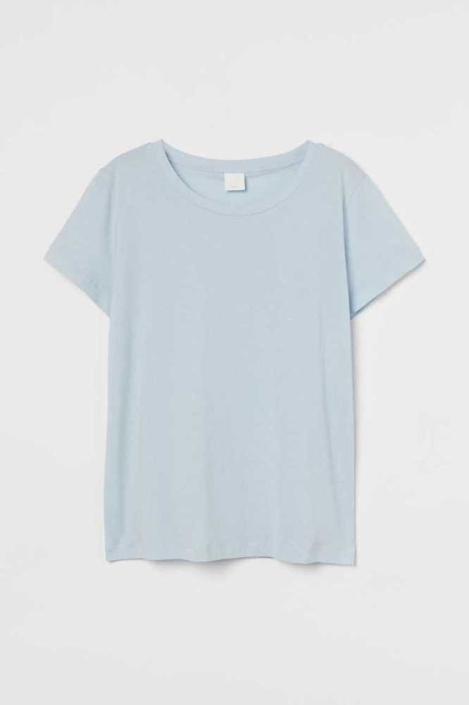 Tops H&M Algodon T-shirt Mujer Negros | 239068CJZ