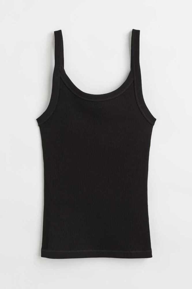 Tops H&M Algodon Tank Mujer Azules Claro | 609158DOT