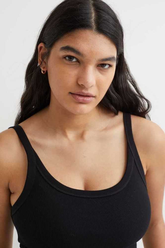 Tops H&M Algodon Tank Mujer Blancos | 207836JOB