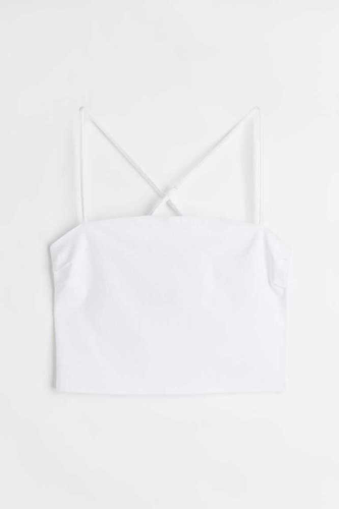 Tops H&M Bandeau Crop Mujer Blancos | 517498NPJ