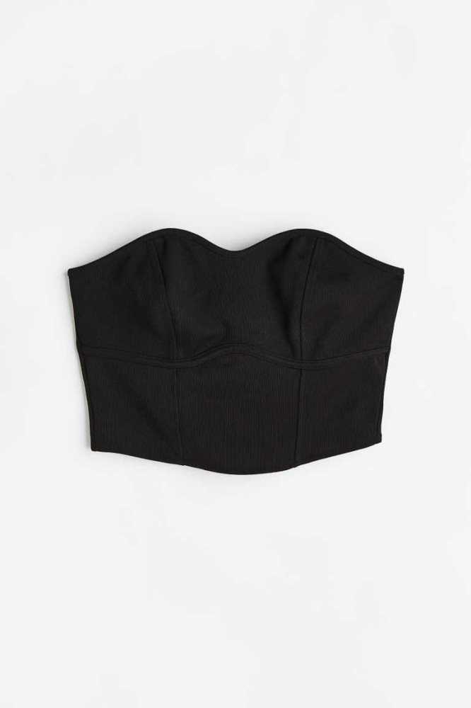 Tops H&M Bandeau Crop Mujer Blancos | 583462PVN