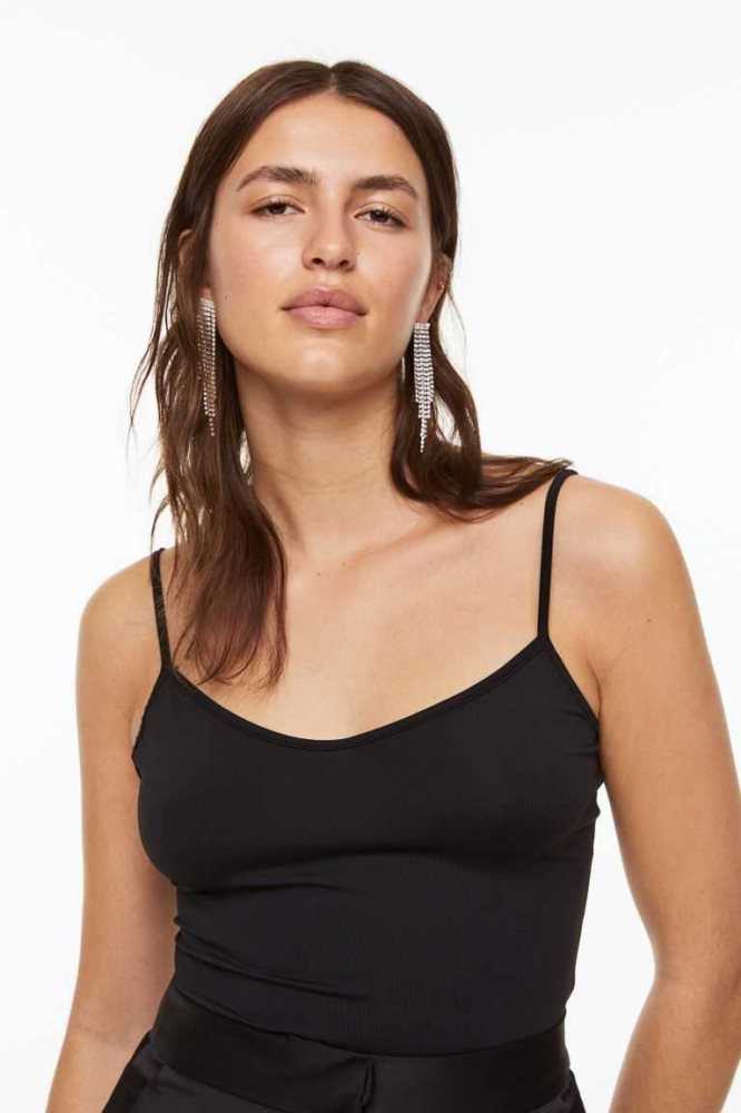 Tops H&M Camisole Mujer Negros | 275108TOK