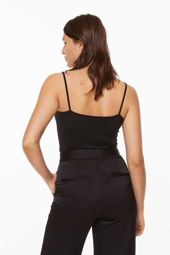 Tops H&M Camisole Mujer Negros | 275108TOK