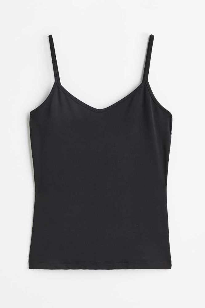 Tops H&M Camisole Mujer Negros | 275108TOK