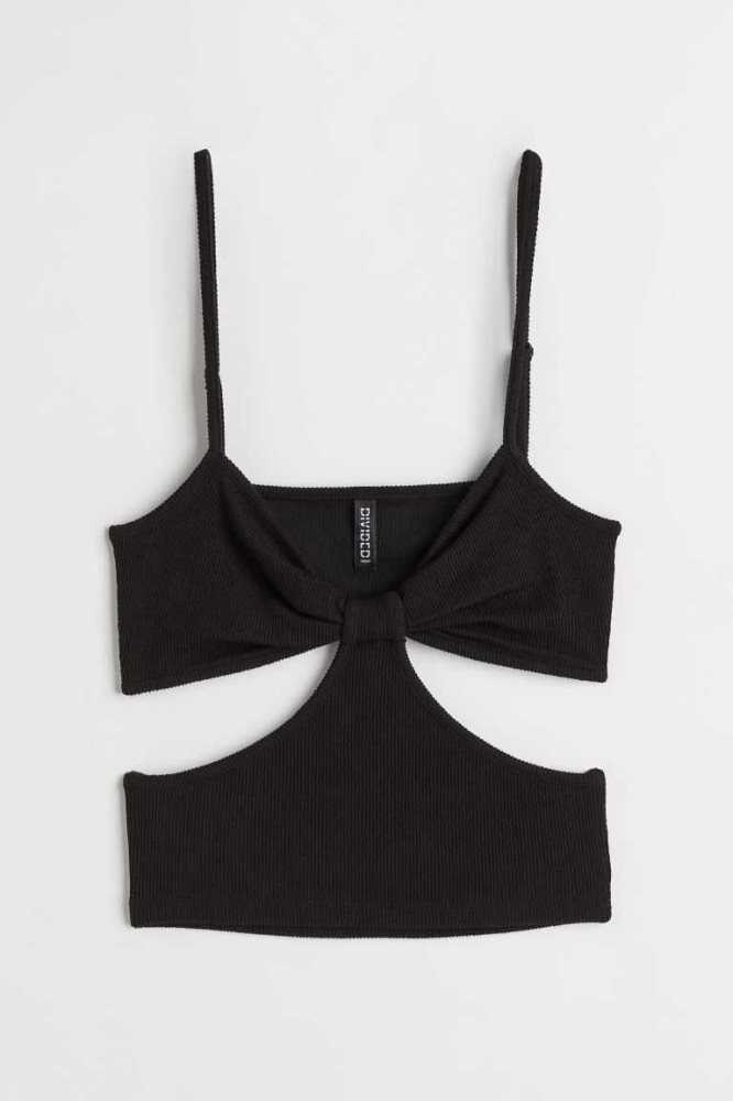 Tops H&M Crinkled Cut-out Mujer Negros | 972031MFK