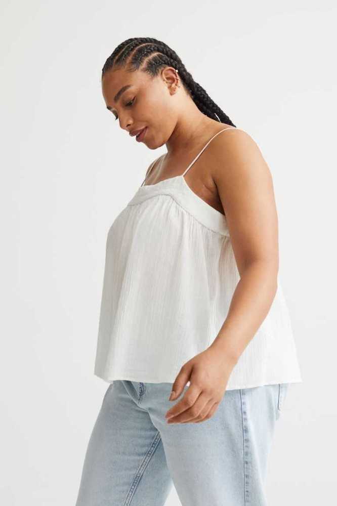 Tops H&M Crinkled Mujer Azules Claro | 512783LPF