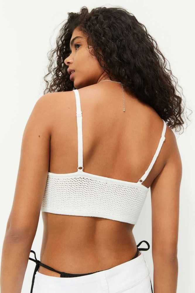 Tops H&M Crochet-look Crop Mujer Blancos | 287051LXT