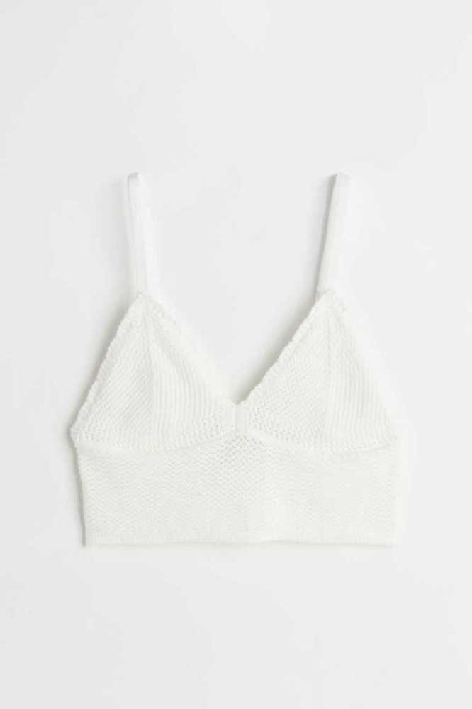 Tops H&M Crochet-look Crop Mujer Blancos | 287051LXT