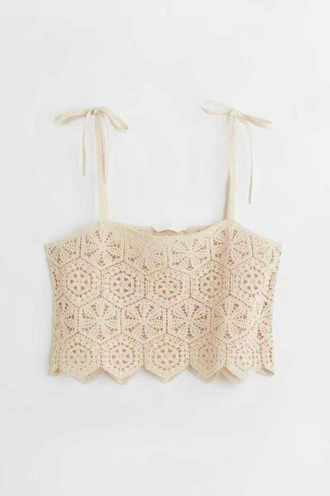 Tops H&M Crochet-look Mujer Beige Claro | 768593IAE