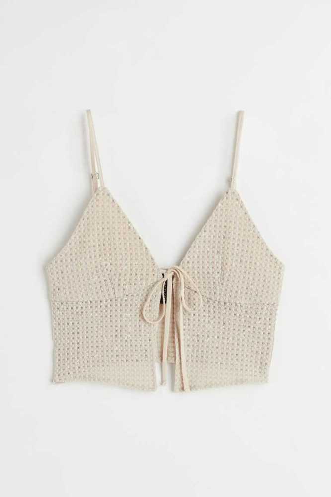 Tops H&M Crochet-look Tie-detail Mujer Rosas Claro | 012453JZU