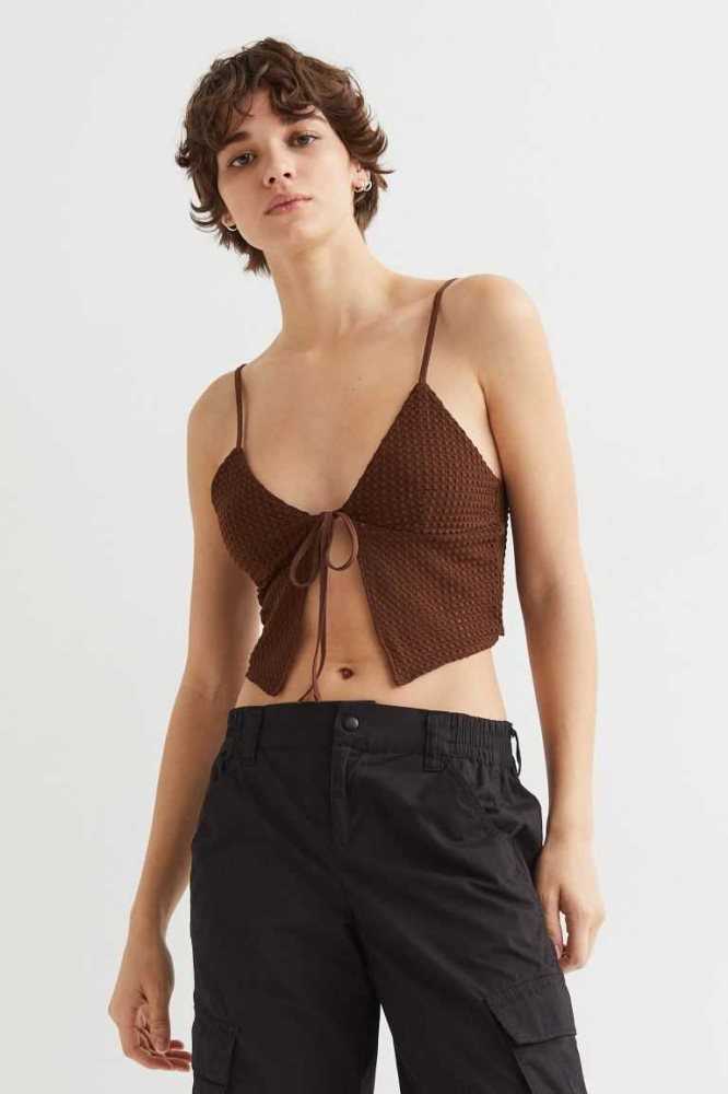 Tops H&M Crochet-look Tie-detail Mujer Rosas Claro | 012453JZU