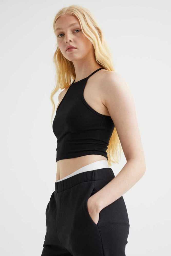 Tops H&M Crop Mujer Blancos | 821694SNE