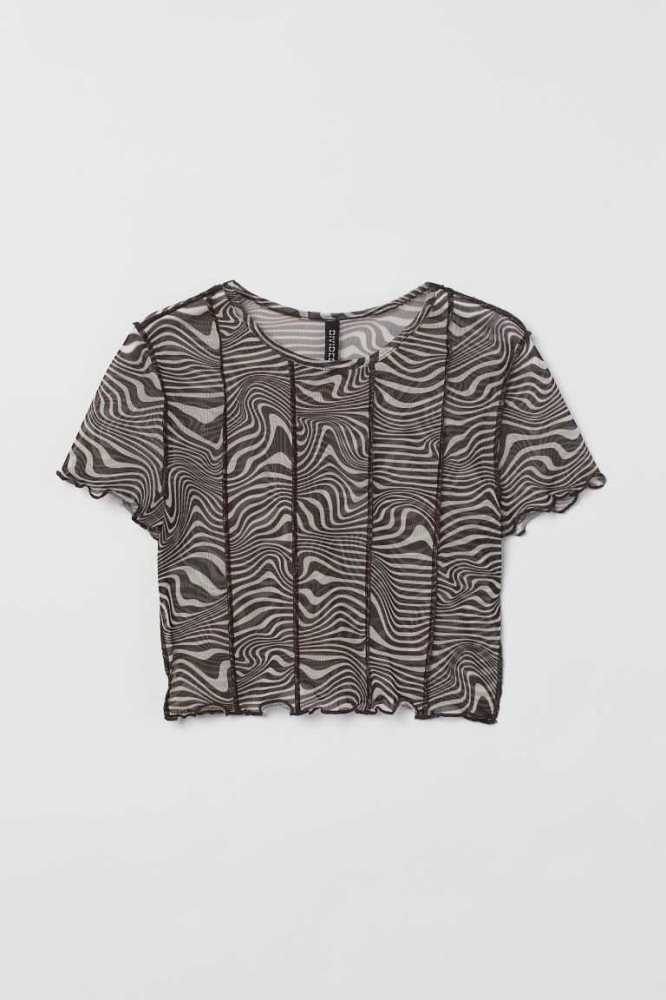 Tops H&M Crop Mujer Grises Oscuro | 294051VEA