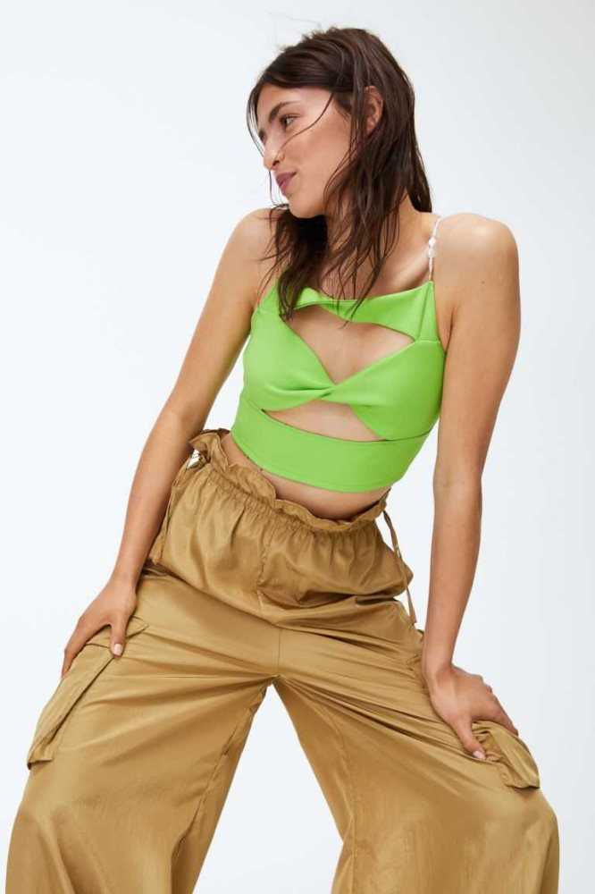 Tops H&M Cut-out Mujer Verdes Claro | 041735ONT