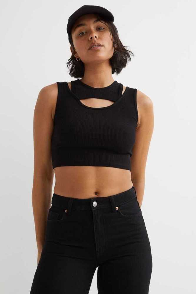 Tops H&M Double-layered Crop Mujer Blancos | 089423OWB