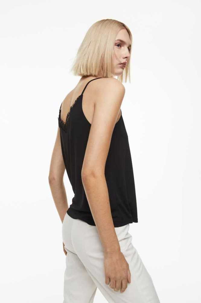 Tops H&M Encaje-trimmed Camisole Mujer Creme | 380741YSL