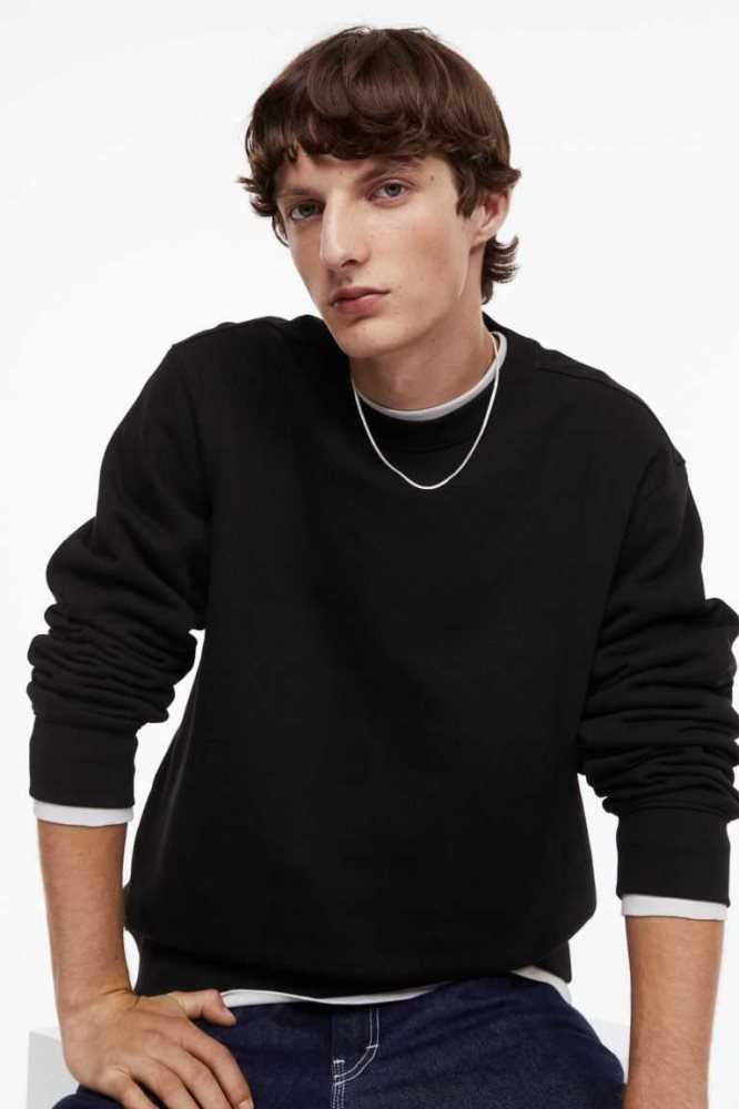 Tops H&M Essentials No 11: THE SWEATSHIRT Hombre Negros | 513762FGD