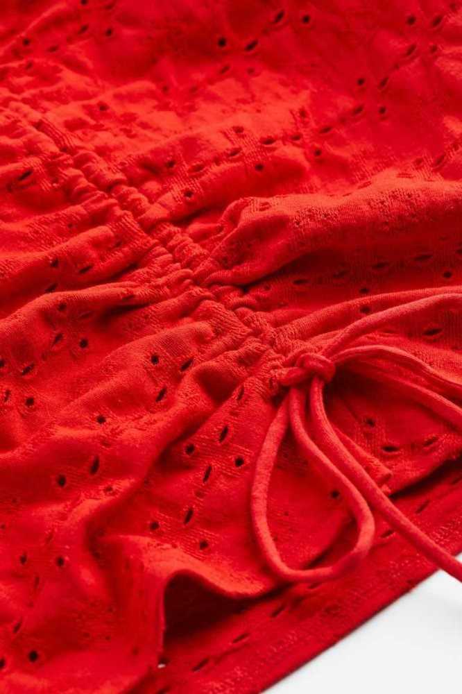 Tops H&M Flutter-sleeved Eyelet Embroidered Mujer Rojos | 029614JAV