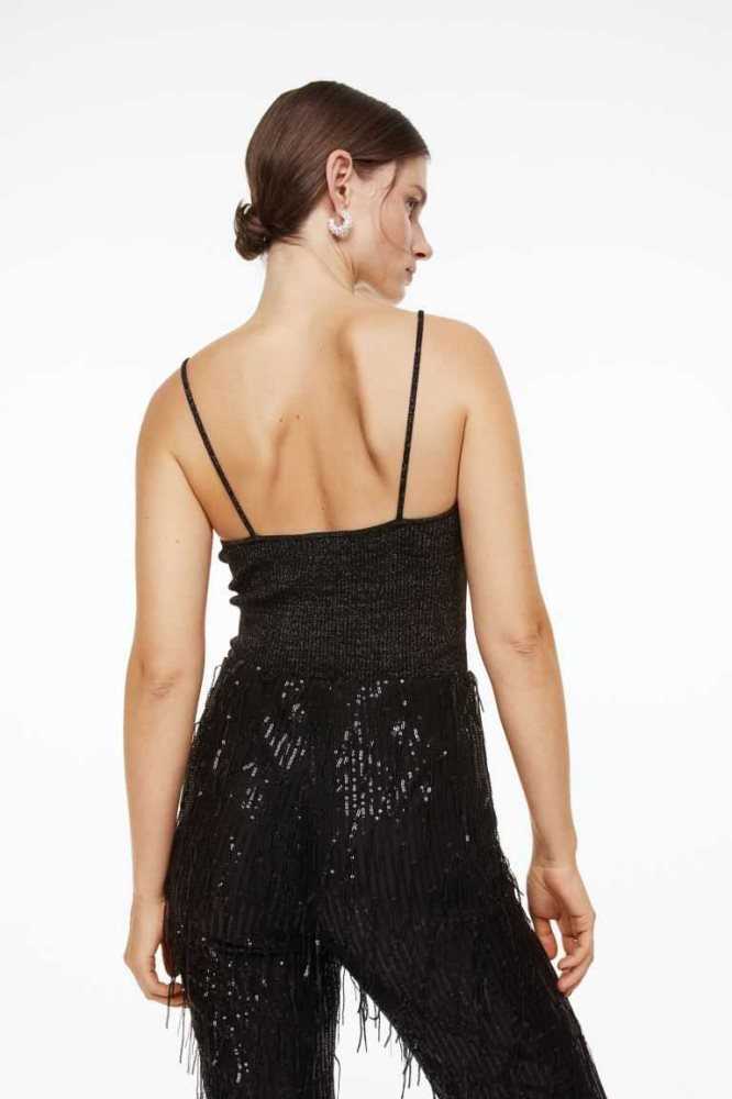 Tops H&M Glittery Tank Mujer Negros | 172358YWX