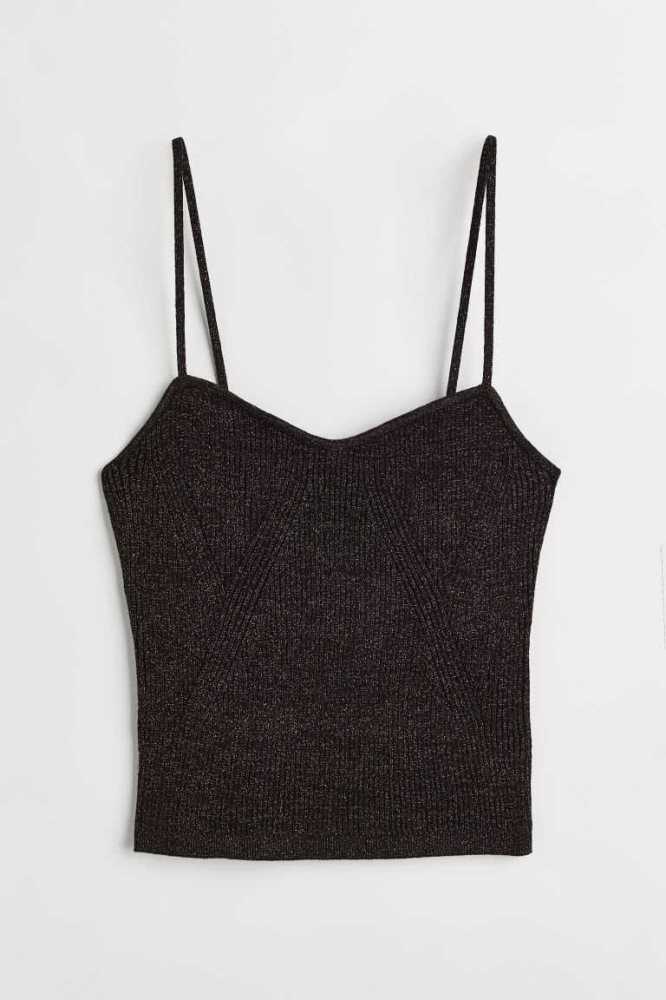 Tops H&M Glittery Tank Mujer Negros | 172358YWX