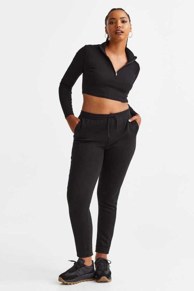 Tops H&M Half-zip Crop Mujer Azules | 021869ZXB