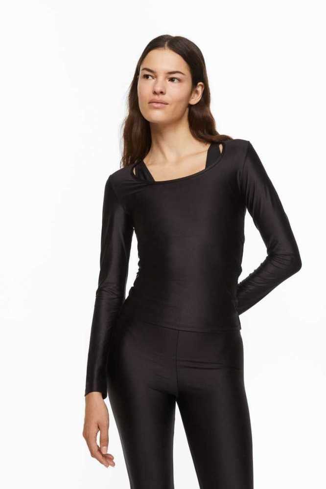 Tops H&M Jersey Mujer Negros | 197256HVY