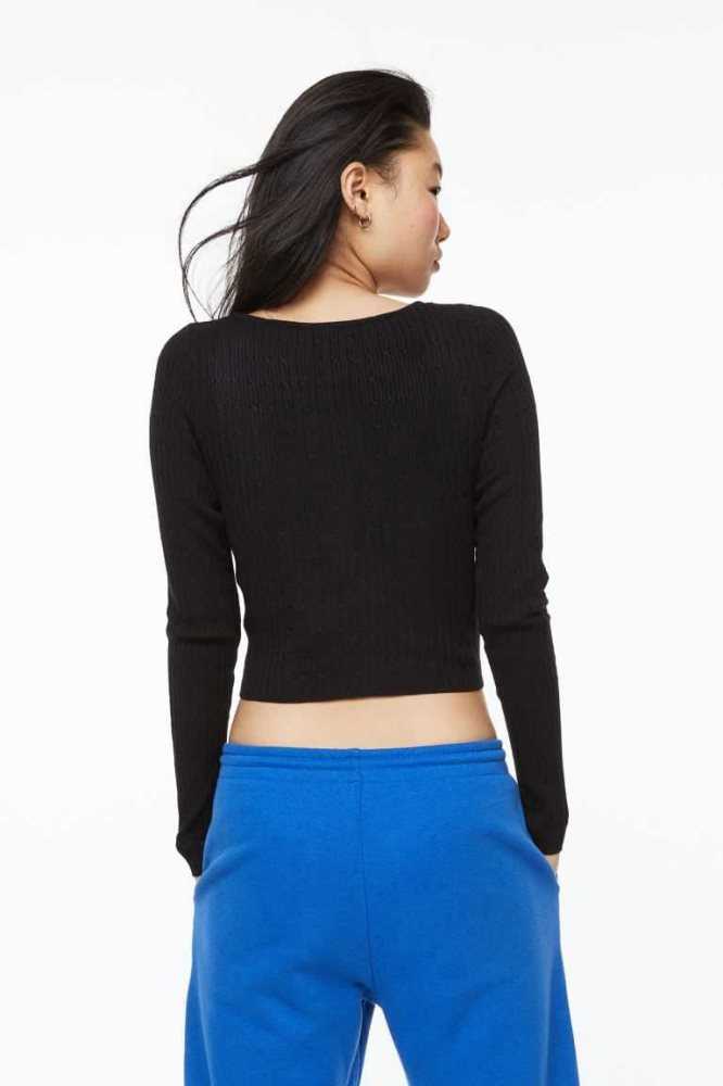 Tops H&M Knit Mujer Negros | 041693VIQ