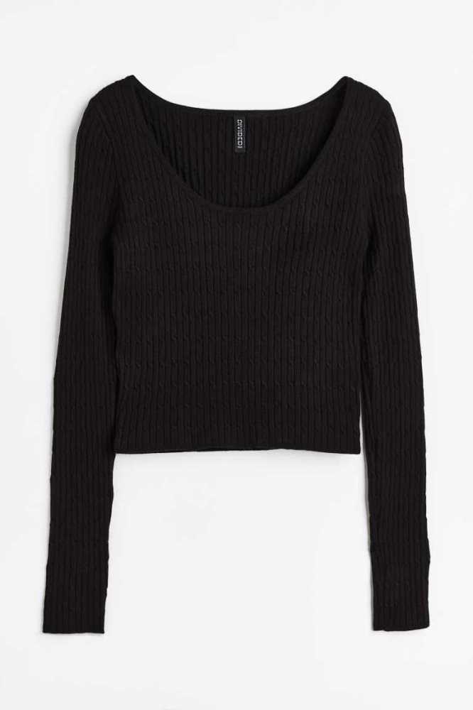 Tops H&M Knit Mujer Negros | 041693VIQ