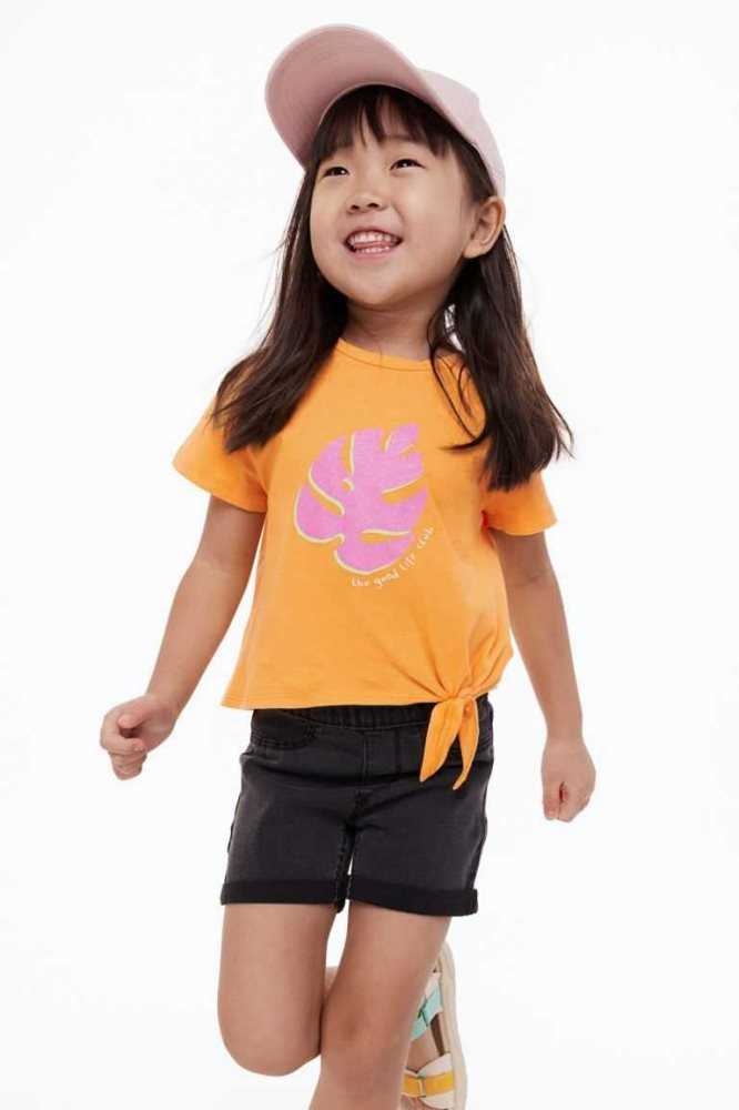 Tops H&M Knot-detail printed Niños Naranjas | 724506JDA