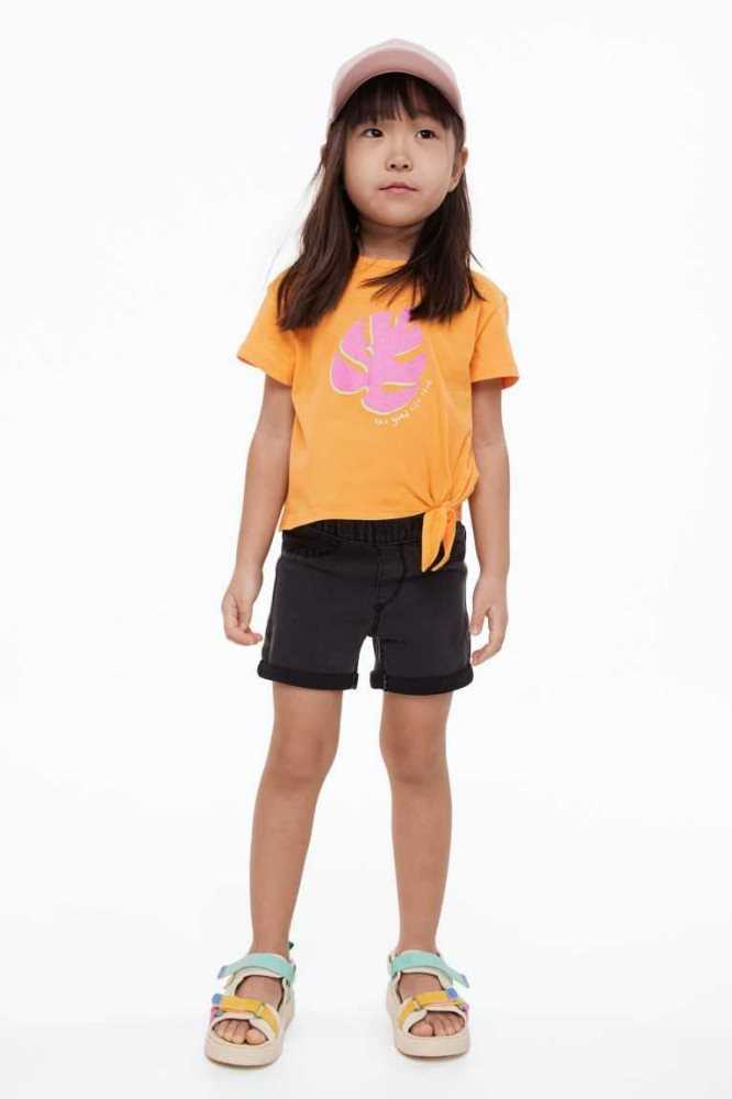 Tops H&M Knot-detail printed Niños Naranjas | 724506JDA