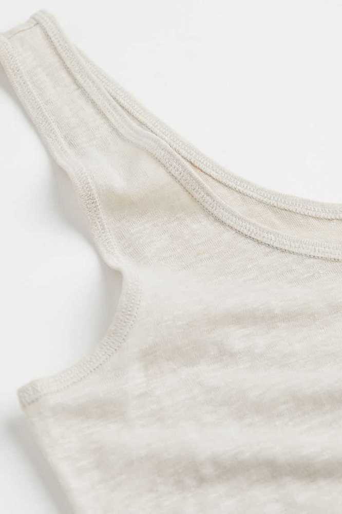 Tops H&M Linen Jersey Tank Mujer Negros | 706385NGI