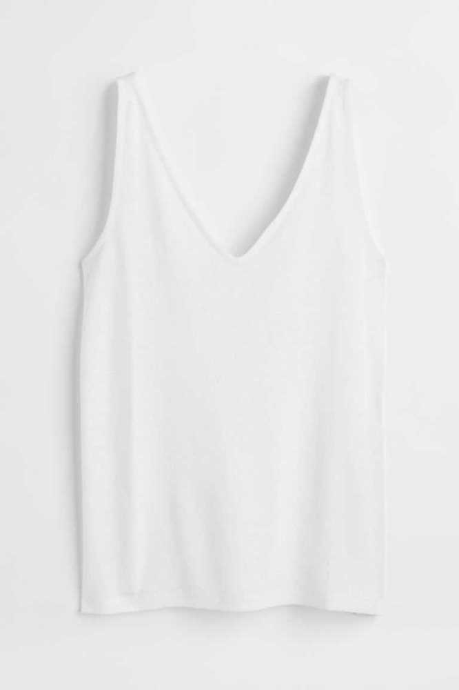 Tops H&M Linen-blend Tank Mujer Blancos | 537640BWX