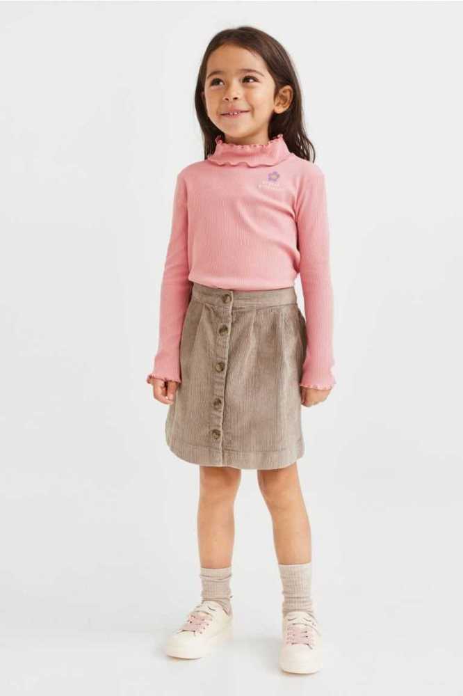 Tops H&M Long-sleeved Acanalado Niños Beige Blancos | 109832XWL