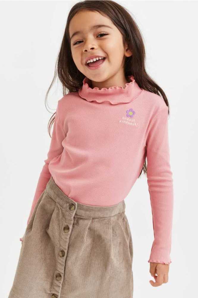 Tops H&M Long-sleeved Acanalado Niños Beige Blancos | 109832XWL