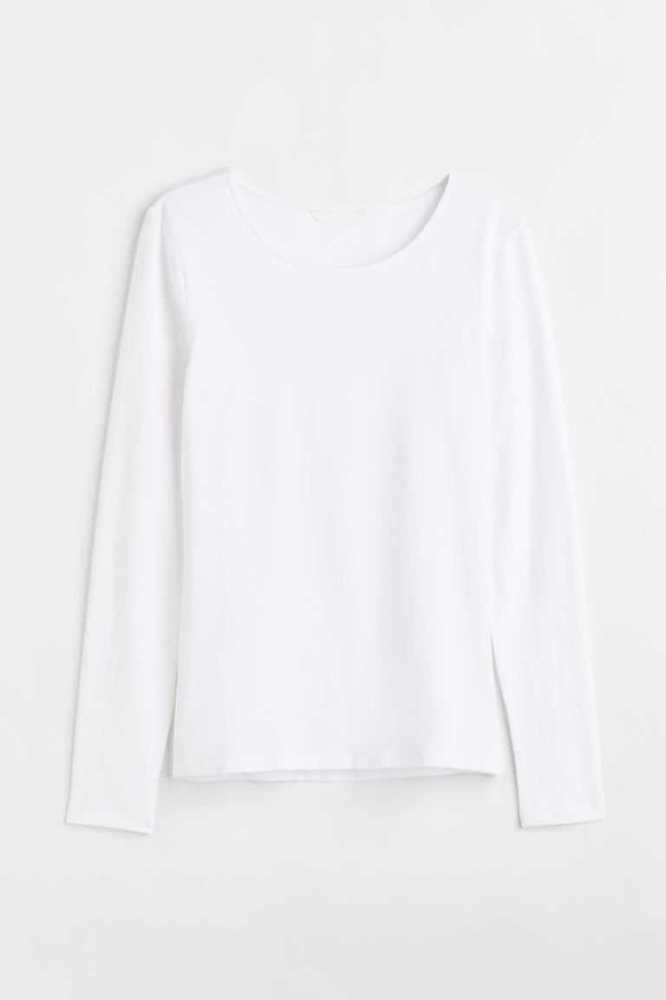 Tops H&M Long-sleeved Jersey Mujer Beige | 738069NFV