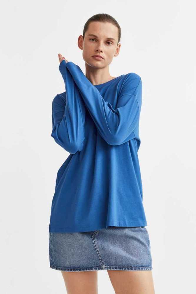 Tops H&M Long-sleeved Jersey Mujer Negros | 672301DVT