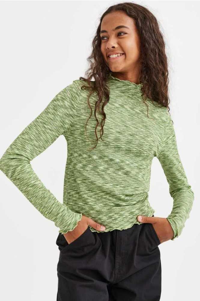 Tops H&M Long-sleeved Niños Verdes | 240178WYA