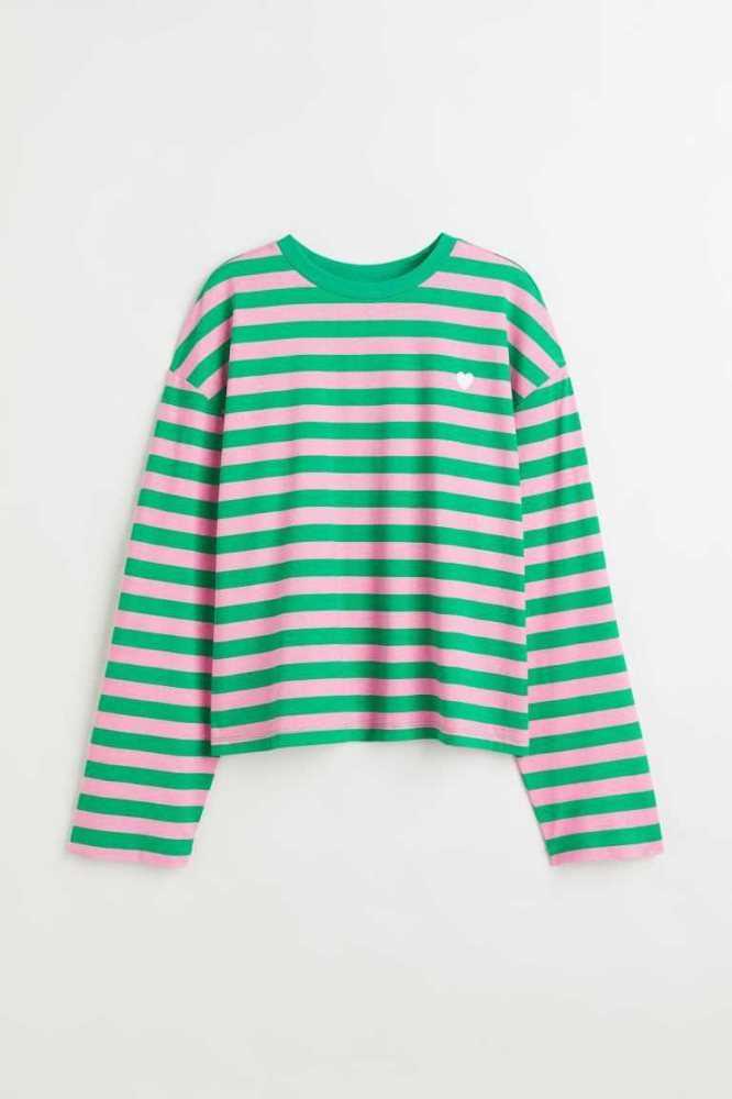 Tops H&M Long-sleeved Printed Mujer Verdes | 801634TLG