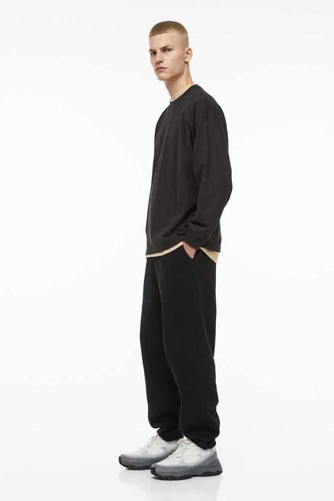 Tops H&M Loose Fit Joggers Hombre Negros | 206915JYD